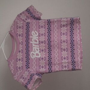 Barbie Womens Pink and Purple Patterned T-Shirt